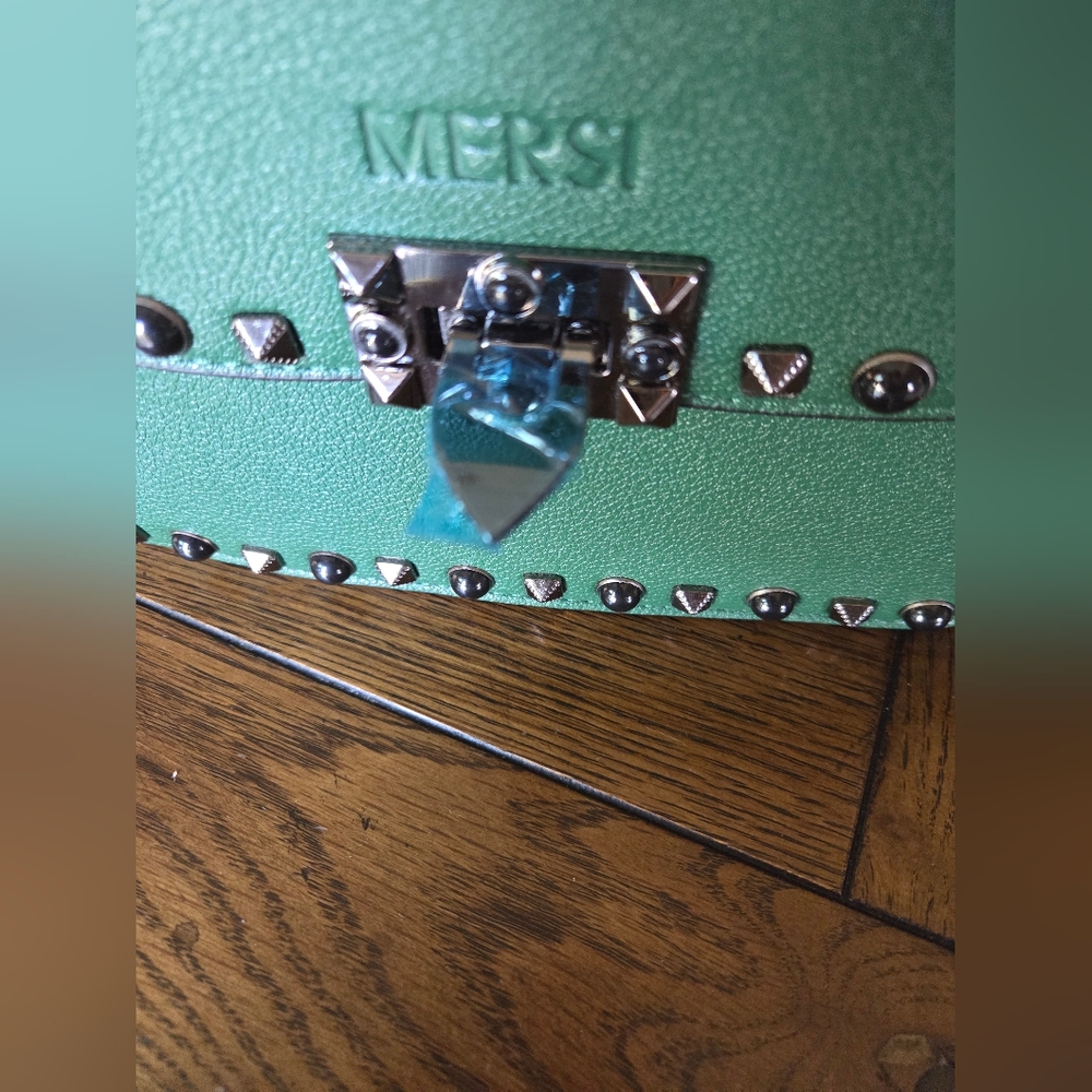Mersi Vegan Green Crossbody Studded New With Tags Purse - Picture 5 of 14
